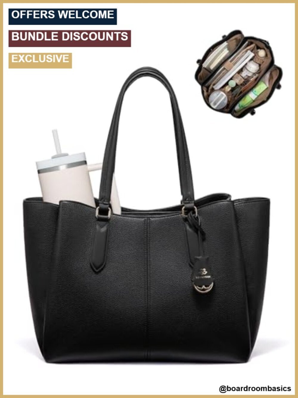 Laptop Tote Bag 15.6 In Work Bags Triple Compartments Faux Leather Computer